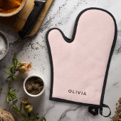 Gepersonaliseerde pastel roze ovenwant & pannenlap set