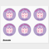 Gepersonaliseerde Pastel Roze Paarse Schedel Hallo Ronde Sticker (Vel)