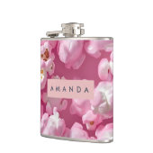 Gepersonaliseerde Pastel Roze Popcorn Heupfles (Links)