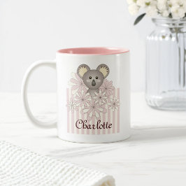 Gepersonaliseerde Pastel Roze Schattigee Koala Mei Tweekleurige Koffiemok