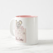 Gepersonaliseerde Pastel Roze Schattigee Koala Mei Tweekleurige Koffiemok (Voorkant links)