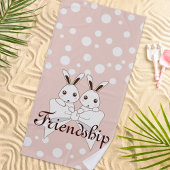 Gepersonaliseerde Pastel Roze Schattigee Twin Bunn Strandlaken