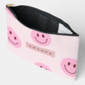 Gepersonaliseerde Pastel Roze Smiley Face Etui (Open)