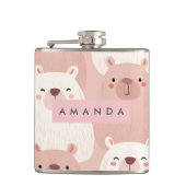 Gepersonaliseerde pastel Schattig Capybara Heupfles (Voorkant)