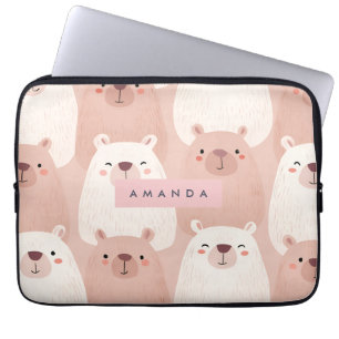 Gepersonaliseerde pastel Schattig Capybara Laptop Sleeve