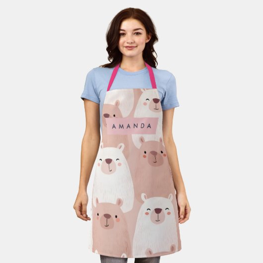 Gepersonaliseerde pastel Schattig Capybara Schort (Gedragen)