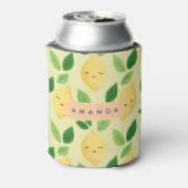 Gepersonaliseerde Pastel Schattigee Lachende Citro Blikjeskoeler (Blikje Achterkant)