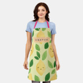 Gepersonaliseerde Pastel Schattigee Lachende Citro Schort (Gedragen)