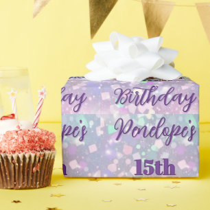 Gepersonaliseerde Pastel Shimmer verjaardagsfeest Cadeaupapier