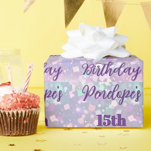Gepersonaliseerde Pastel Shimmer verjaardagsfeest Cadeaupapier (Verjaardagsfeest)
