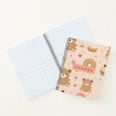 Gepersonaliseerde pastel teddybeer en donut desser notitieboek (Binnen)