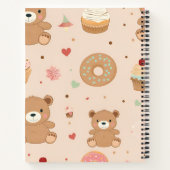 Gepersonaliseerde pastel teddybeer en donut desser notitieboek (Achterkant)
