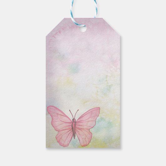 Gepersonaliseerde pastel vlinder roze geschenken g cadeaulabel (Achterkant)
