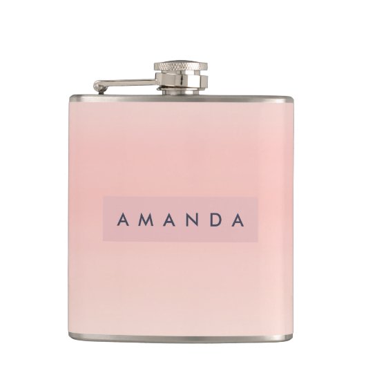 Gepersonaliseerde Pastel Warme Perzik Blush Fade Heupfles (Voorkant)