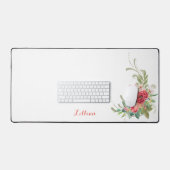 Gepersonaliseerde Pastel Waterverf Bloemen en Swir Bureaumat (Keyboard & Muis)