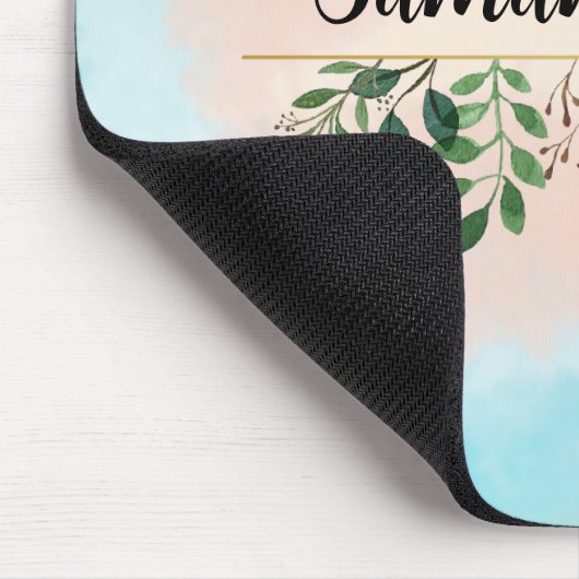 Gepersonaliseerde pastel Waterverf botanische naam Muismat (Hoek)