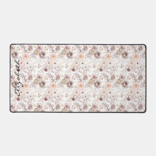 Gepersonaliseerde Pastel Waterverf Kleurrijke Roze Bureaumat (Voorkant)