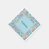 Gepersonaliseerde pastelbladeren blauw servet (Hoek)