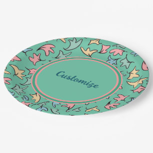 Gepersonaliseerde pastelbladeren groen papieren bordje