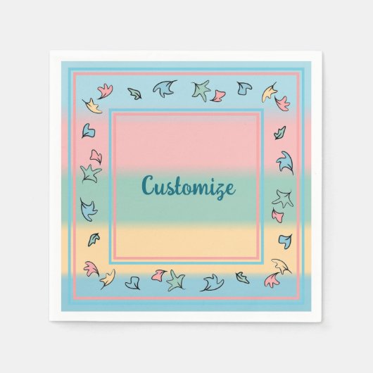Gepersonaliseerde pastelbladeren kleurrijk servet (Voorkant)