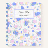 Gepersonaliseerde Pastelcoquette Bloempatroon Spir Notitieboek (Voorkant)