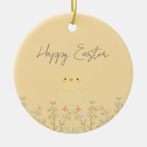 Gepersonaliseerde pastelgele paasornament
