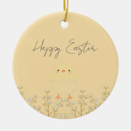 Gepersonaliseerde pastelgele paasornament keramisch ornament
