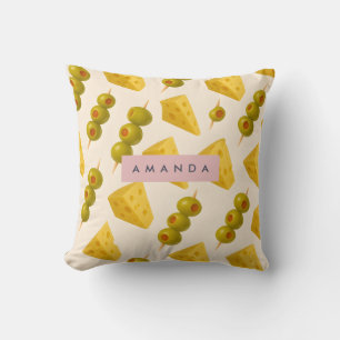 Gepersonaliseerde Pastelkaas en Olijfpatroon Kussen