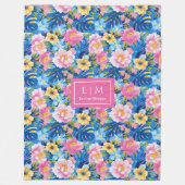 Gepersonaliseerde pastelkleuren waterverf preppy g fleece deken (Voorkant)