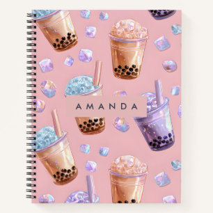 Gepersonaliseerde Pastelkleurige Boba Theedroom Es Notitieboek