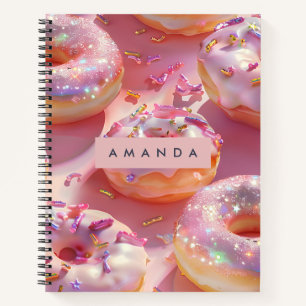 Gepersonaliseerde Pastelkleurige Glitterende Roze Notitieboek