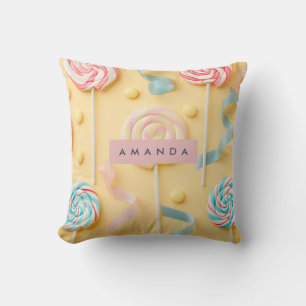 Gepersonaliseerde Pastelkleurige Lolly Snoep Swirl Kussen