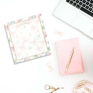 🦋 Gepersonaliseerde Pastelkleurige Vlinder Notitieblok
