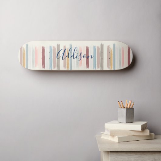 Gepersonaliseerde pastelpenseelstreken persoonlijk skateboard (Muurkunst (Horizontaal))