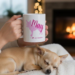 Gepersonaliseerde Pastelroze Chihuahua Moeder Koff Koffiemok