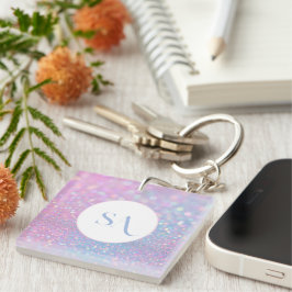 Gepersonaliseerde Pastelroze Glitter Acryl Sleutel Sleutelhanger