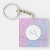 Gepersonaliseerde Pastelroze Glitter Acryl Sleutel Sleutelhanger (voorkant)