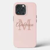 Gepersonaliseerde Pastelroze iPhone Case | Monogra (Achterkant)