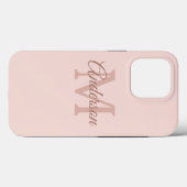Gepersonaliseerde Pastelroze iPhone Case | Monogra (Achterkant (horizontaal))