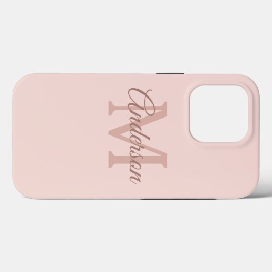 Gepersonaliseerde Pastelroze iPhone Case | Monogra (Achterkant (horizontaal))