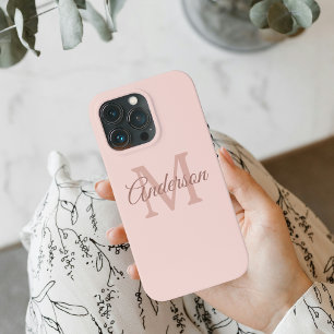Gepersonaliseerde Pastelroze iPhone Case Monogra 13 Pro Hoesje