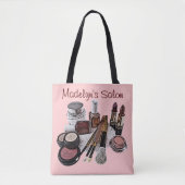 Gepersonaliseerde Pastelroze Schoonheidssalon Make Tote Bag (Voorkant)
