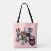 Gepersonaliseerde Pastelroze Schoonheidssalon Make Tote Bag (Achterkant)