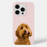Gepersonaliseerde Pastelroze telefoonhoes met hond