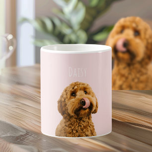 Gepersonaliseerde Pastelroze telefoonhoes met hond Koffiemok