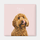 Gepersonaliseerde Pastelroze telefoonhoes met hond Magneet (Voorkant)