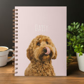 Gepersonaliseerde Pastelroze telefoonhoes met hond Notitieboek