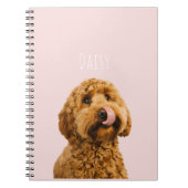 Gepersonaliseerde Pastelroze telefoonhoes met hond Notitieboek (Voorkant)