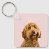 Gepersonaliseerde Pastelroze telefoonhoes met hond Sleutelhanger (Voorkant)