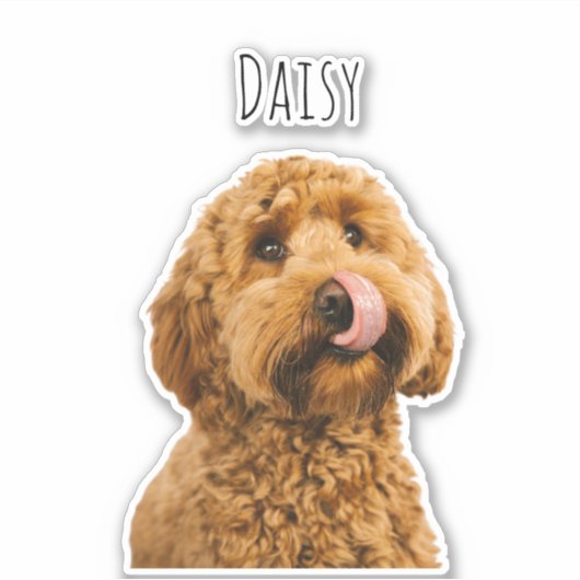 Gepersonaliseerde Pastelroze telefoonhoes met hond Sticker (Voorkant)